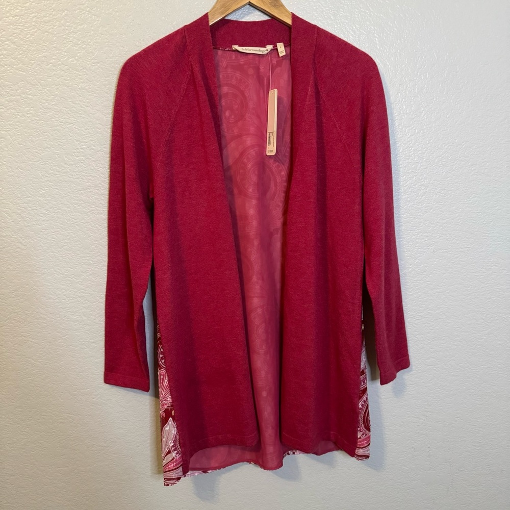 Women’s NWT Soft Surroundings Pattern Back Paisley Open Front Cardigan Size Sm